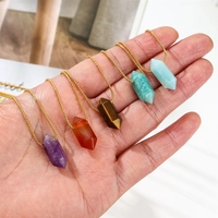 Collar de acero inoxidable con diseño nuevo al por mayor, con cuentas de piedra natural de aventurina verde y ojo de tigre, joyería para mujer