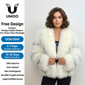 Abrigo de Piel de Zorro Cruzado Natural de Lujo para Mujer, Corto, Grueso y Cálido, con Cuello Vuelto y Forro de Seda, Ideal para Invierno - Product Image 1