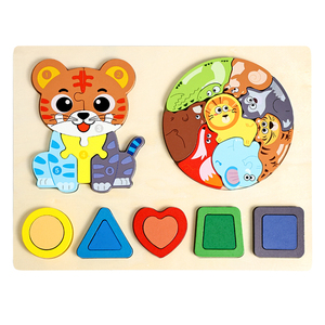 Puzzle in Legno Montessori Tre-in-Uno a Forma di Animale, Gioco Sensoriale Educativo per Bambini dai 2 ai 7 <span class=keywords><strong>Anni</strong></span> - Product Image 6