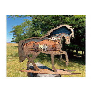 Art de cheval en bois superposé 3D, décoration rustique artisanale ou cadeau pour les amateurs de chevaux - Product Image 2