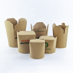 Manufactured PLA or PE coated biodegradable Kraft Bamboo Paper Noodle box for Noodles