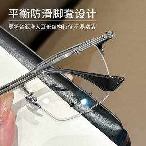 Gafas de titanio de media montura Kro para hombre, modelo CH5407, montura retro de ceja, gafas de miopía de titanio puro, monturas ópticas de Shenzhen - Product Image 3