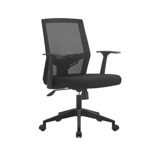 Nero computer girevole della maglia sedia da ufficio con base in alluminio