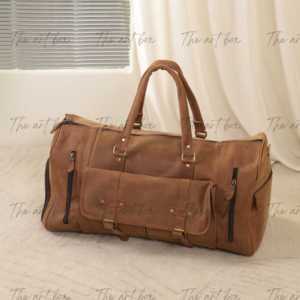 Maletas de Viaje de Cuero Genuino 100%, Gran Capacidad, Estilo Vintage, Cuero de Búfalo Genuino, Color Marrón, para Hombre, OEM - Product Image 1