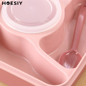 Sin BPA, 1000ml, hermético, 4 compartimentos, fiambrera escolar para jardín de infantes, caja Bento dividida, contenedor de comida calentable, cuchara para niños y adultos - Product Image 5