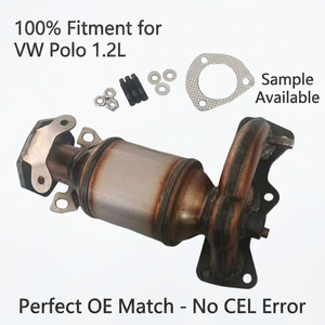Colector de escape con catalizador para VW Polo 9N <span class=keywords><strong>Skoda</strong></span> <span class=keywords><strong>Fabia</strong></span> 1.2L 3 cilindros 2001-2009 OE 03E253020QX 03E253020PV Kit de ajuste directo - Product Image 1