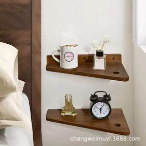 Solid Wood Wall Mounted <b>Shelf</b> 3 Tier Rectangle Durable Storage <b>Rack</b> For Bedroom Living Room Kitchen - Product Image 4