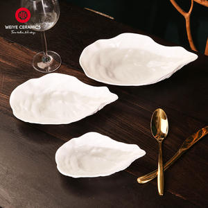 WEIYE nouveauté huîtres coquille forme <span class=keywords><strong>assiette</strong></span> ensemble base bambou <span class=keywords><strong>porcelaine</strong></span> blanche snack plat Dessert <span class=keywords><strong>assiette</strong></span> - Product Image 6