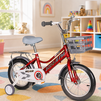 Vélo Enfant Personnalisé avec Logo d'Usine, Cadre en Acier Premium Sûr, Monovitesse, Roues d'Apprentissage, Panier, Porte-Bagages Arrière, Selle Réglable, Antidérapant