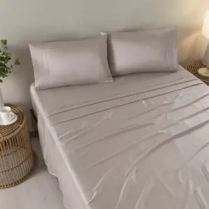 Draps doubles en Tencel gris uni respirants, draps-housses et draps plats pour la maison, toutes saisons, taille adulte - Product Image 3