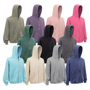 Sudadera con Capucha de Algodón Terry de Alta Calidad, 430 g/m², Personalizada, Talla Grande, Cierre YKK, Lavado Ácido, Estampado Vintage con Bordado en Relieve - Product Image 1