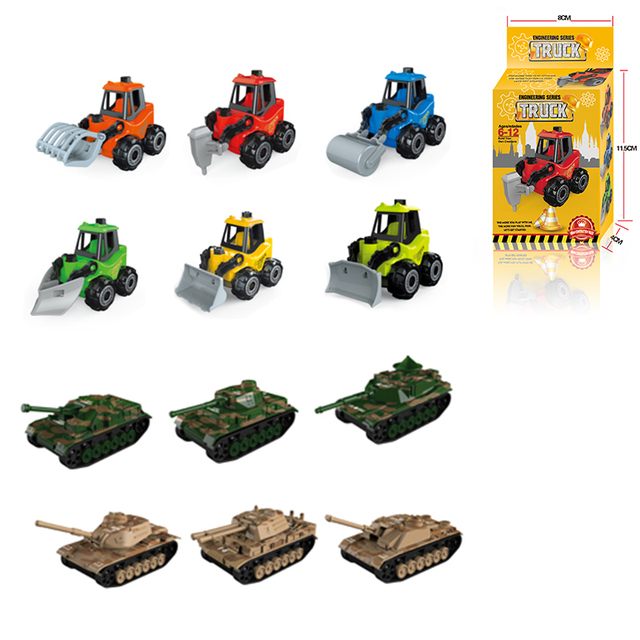 Interactive Educational DIY 3D Engineering Tank Vehicle Model Kids STEM Building Block Set Plastic Bulldozer Car Take Apart Toy