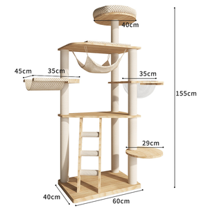 Structure d'escalade pour chat avec nid, plateforme de saut, colonne d'escalade en sisal multi-niveaux intégrée et étagères dédiées, personnalisable - Product Image 6