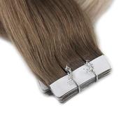 Blond Balayage Couleur Expédition Rapide Pleine Cuticule Épaisse Fin Double Dessiné Pas Cher Prix Remy Bande Humaine dans les Extensions de Cheveux