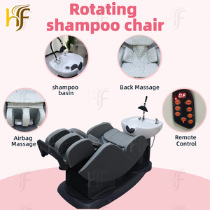 Chaise de lavage inclinable de salon de coiffure de lit de shampooing de massage de rotation de 360 ° avec la fonction complète de massage de corps - Product Image 2