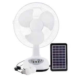 Top Quality Design 14inch Portable High Speed Electric 12v Dc Rechargeable Table Fan With Solar Panel And Led Bulb