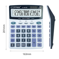 Calculatrice financière de bureau solaire à 16 chiffres, fournitures de bureau et scolaires écoénergétiques avec grand écran en plastique