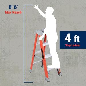 Escalera Profesional de Fibra de Vidrio de <span class=keywords><strong>4</strong></span> Pies, Resistente, para Uso Doméstico y de Construcción, Soporta 300 Libras, Compatible con OEM/ODM - Product Image 6
