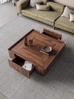 Geshang Yuyan C110 Table basse carrée simple et moderne Wabi-Sabi couleur bois de noyer avec garantie pour le salon de la maison
