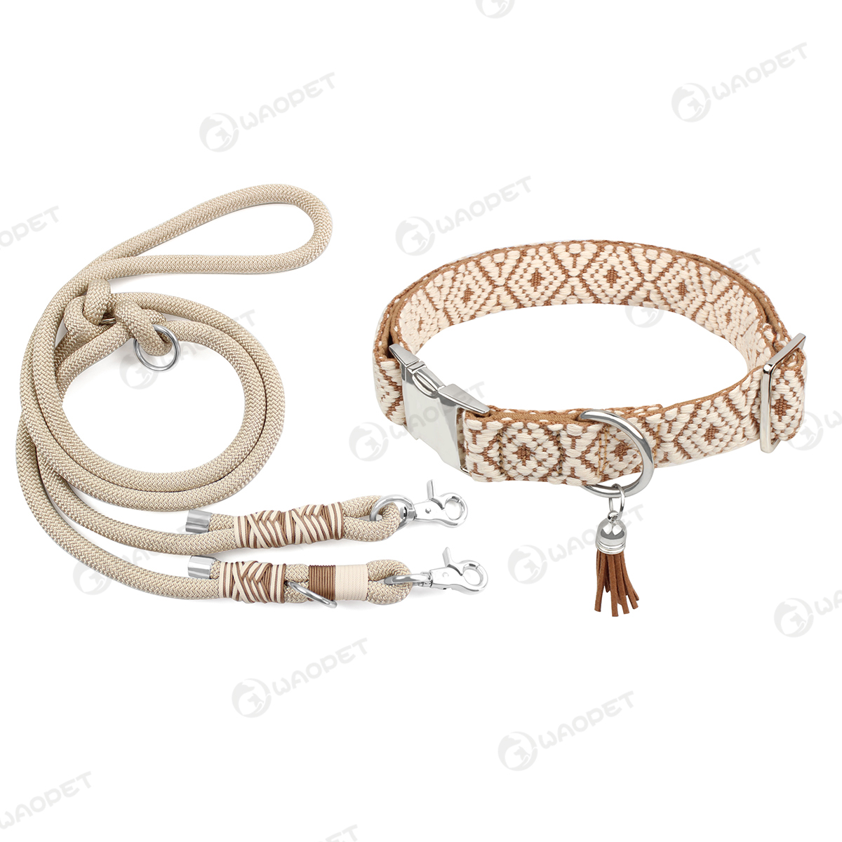 New Design Dog Collar and Leash Set Luxury Handbraided Hands Free Lead Modern Quick Release Custom Logo Pet Collar Set
