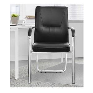 Ghế tiếp khách văn phòng da PU đen có tay vịn cố định - Ghế hội nghị hiện đại cho văn phòng/phòng họp - Product Image 1