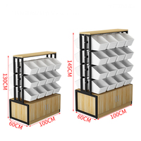 Présentoir à snacks en bois double face pour supermarché-Vitrine de bonbons et biscuits en vrac avec étagère réglable