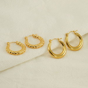 Boucles d'oreilles clous torsadées en acier inoxydable plaqué or 18 carats pour femmes, style européen et américain - Product Image 1