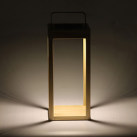 Lampes solaires d'extérieur, pour jardin, jardin, sol suspendu, patio, éclairage, lanternes à LED, voie à énergie solaire, cadre en bois, style naturel