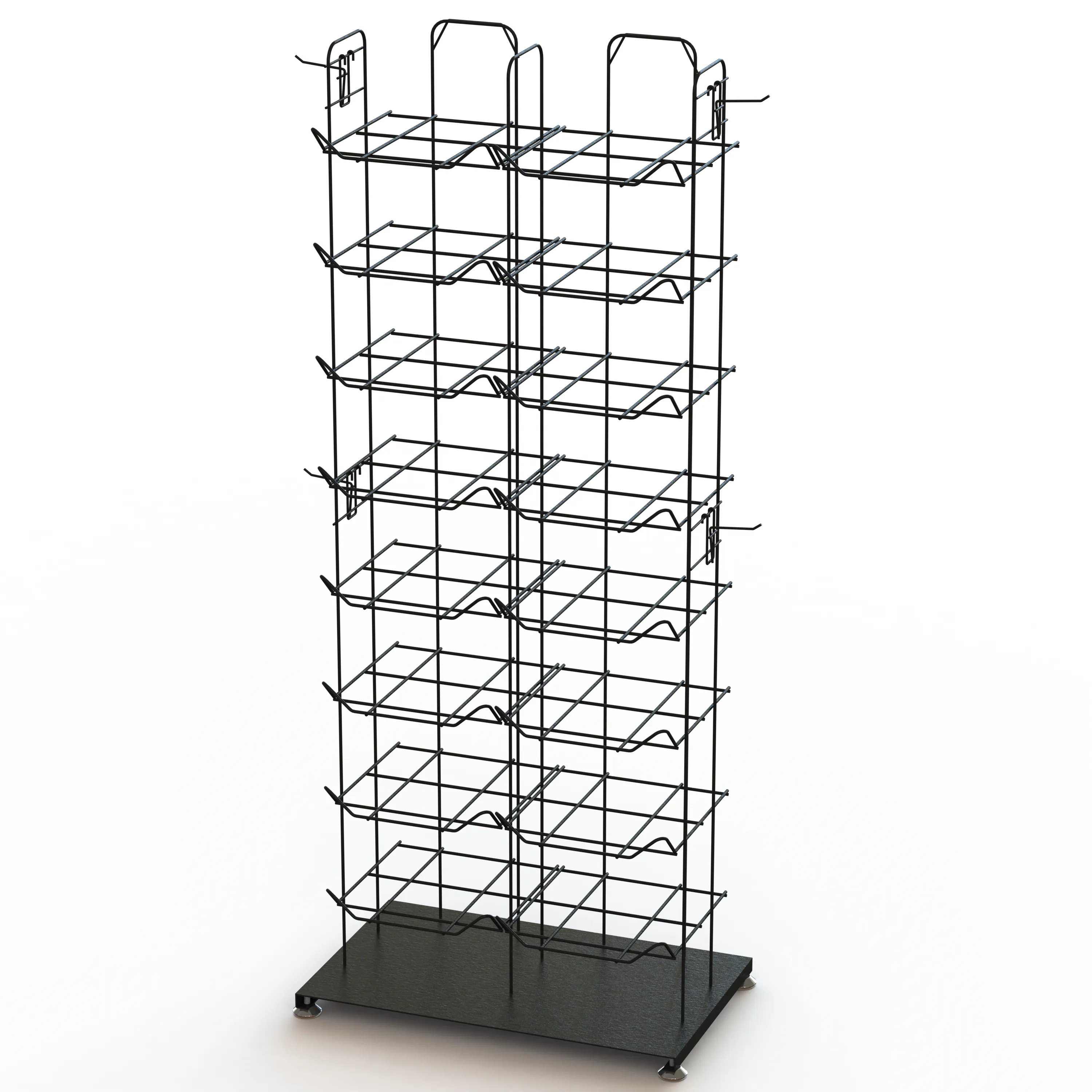 Double Fixed Wire Shelves Baseball Cap Display Stand Metal Floor Display Rack for Hat metal POP shelf display rack
