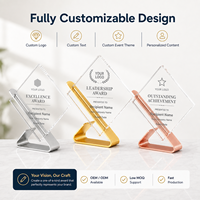 Placa de Cristal Transparente Grabable con Base Metálica para Escritorio, Contenido Personalizado, Trofeo de Reconocimiento Empresarial