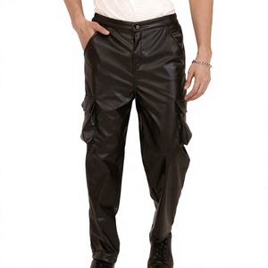 ELYSIAN INDUSTRIES <b>Men</b> <b>Leather</b> <b>Pants</b> Casual Straight Fit Mid Waist High-quality Daily Wear Classic Winter Zipper Fly Midweight - Product Image 1