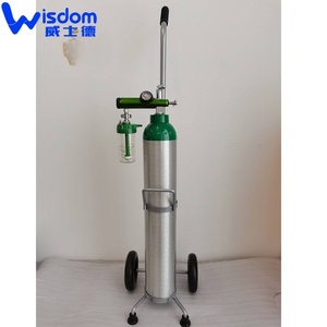 Cylindre d'oxygène médical portable MD 2,75 L en aluminium 425L avec valve CGA540, régulateur à index <span class=keywords><strong>de</strong></span> broche, humidificateur, <span class=keywords><strong>sac</strong></span> <span class=keywords><strong>de</strong></span> transport et chariot - Product Image 4