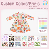 Robe d'automne à volants pour filles, motif floral citrouille, personnalisable OEM, tenue de Thanksgiving pour tout-petits, vêtements pour enfants