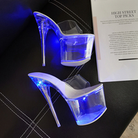 Chaussures de pole dance pour filles, 17 cm, lumineuses à LED, design sexy avec lanière de cheville, légères, rembourrées, recyclables