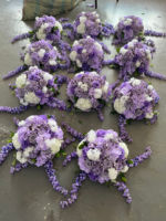 Boule de fleurs artificielles en soie modèle Simpson 006, couleur violette, pour décoration de mariage