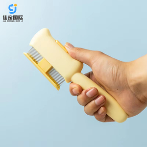 One-Click Portable Safe Stainless Steel TPR <b>Hair</b> Removal <b>Brush</b> Comb for Cats & Dogs with Long Needle Cleaning - Product Image 1