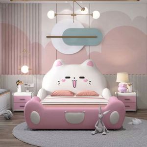 Cama Individual para Niñas, Diseño Moderno y Minimalista, Madera Maciza, Estructura Completa, Cómoda, Almacenamiento Oculto, Lujosa, con Diseño de Dibujos Animados, de Algodón - Product Image 1