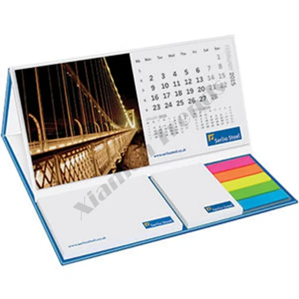 promotional 2021 Hardcover Tent desk calendar branded with sticky notes,standing sticky note calendar