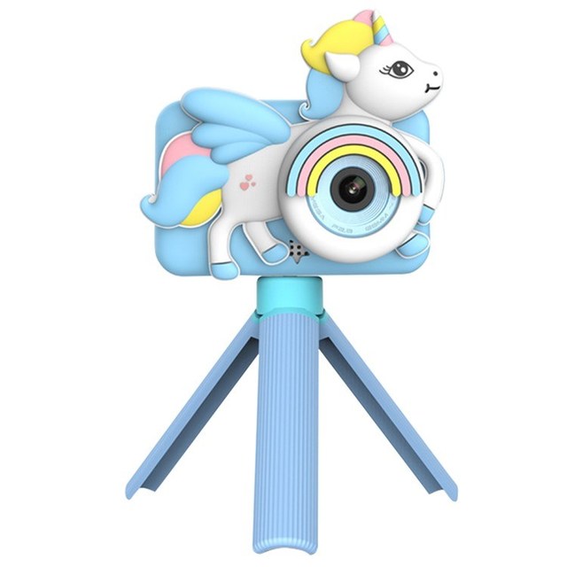 D32 Cartoon Design 2-inch Screen Children HD Dual Lens Camera with Tripod 32G TF Card Card Reader