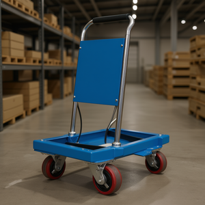 Carretilla Fervi con Altura Ajustable, Estructura de Acero y Ruedas Rojas para Uso en Almacenes - Product Image 3