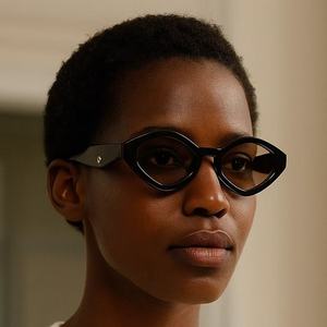 Women Diamond Shape <b>Small</b> Frame Sunglasses Black PC Frame AC Lens UV380 Protection Street Style - Product Image 2