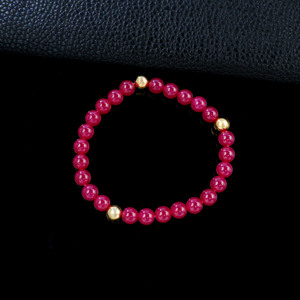 Elegant Red Ruby <b>Beaded</b> Bracelet 925 <b>Silver</b> Gold Accent Ladies Daily Jewelry-V - Product Image 3