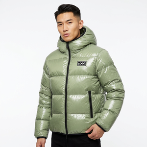 Veste matelassée brillante pour homme, personnalisable en gros, avec capuche en fausse fourrure, épaisse et rembourrée, manteau d'hiver en duvet, fabricant OEM ODM - Product Image 5