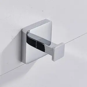 Bathroom Bath Shower Accessories Hardware Holder 304 SUS Square Hanger Chrome Single Hook