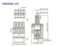 Bloque de terminales de latón enchufable de 2-16 pines, paso de 3.81 mm, conector de cable PCB macho-hembra