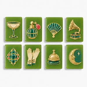 Juego de Mahjong Americano Neo Deco Premium Personalizado, 160 Fichas, Verde Aguacate, Acrílico Grabado, Pintado a Mano, Art Deco, Entretenimiento - Product Image 3