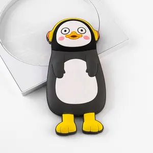 Custom Soft PVC Figure Toys Cute Penguin Cosmetic Mirror