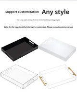 Plateau acrylique Rectangle en acier inoxydable, pour boisson thé café gâteau plateau de Table, plateau pour le petit déjeuner