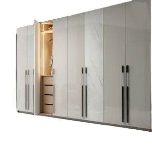 Custom Made White MDF Home Hotel Wardrobes Closet Collection Design With Soft Close Door And Drawers