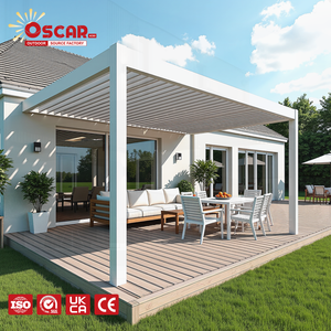 Sistema de Techo de Láminas de Aluminio Retráctil Automático <span class=keywords><strong>con</strong></span> <span class=keywords><strong>Lona</strong></span> y Cortina para Patio, Jardín, Balcón, Pérgola - Product Image 1